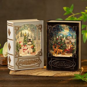 Nouveau livre de Noël magique vintage avec lumières LED et musique scintillante pour la décoration de fêtes à domicile ou de scènes de Noël avec le Père Noël - Product Image 2