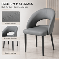 Fauteuil de salle à manger moderne à dossier ouvert et incurvé, assise en cuir rembourrée avec pieds en métal pour restaurant, café, hôtel
