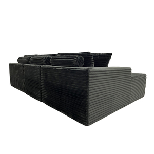 أريكة مضغوطة مفرغة من القماش على شكل لتر سوداء مع وحدات أثاث غرفة المعيشة - Product Image 4