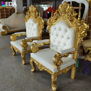 LEDA Luxueux Royal Exquisite Diamond Wedding Event Gold-framed lion king Queen's Throne King's Seat Sofa - Product Image 1