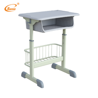 Ensemble Chaise et Bureau Scolaire Moderne Réglable avec 1 Tiroir, Cadre en Acier, Plateau en Plastique, Conception Ergonomique pour Salle de Classe et Chambre à Coucher