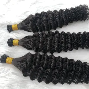 2024 Shy Top Hair Quality I Tip Human Hair Extensions Double Drown Curly Brazilian Human Hair Bset Grade