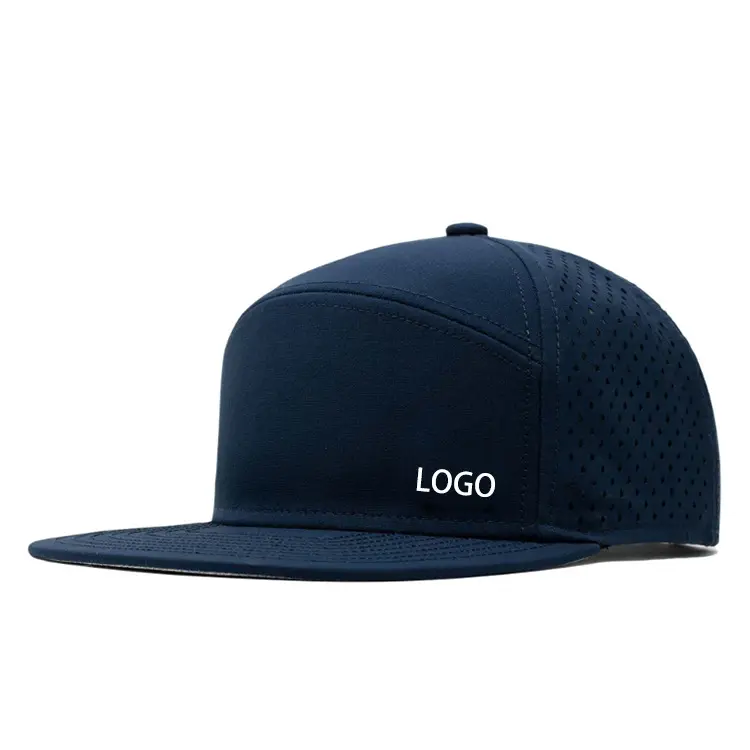 100% Polyester 6 Panneau Résistant À L'eau Découpé Au Laser Trou Percé Perforé Respirant Snapback Chapeau