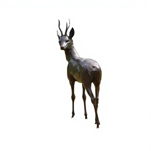 Statue de renne en métal grandeur nature avec bois de cerf, figurine de cerf en métal faite à la main pour décoration de Noël, pour l'aménagement au sol dans les jardins. - Product Image 1