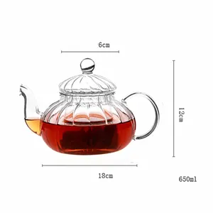 Heat Resistant Borosilicate Glass Tea Pot Set High Clear Borosilicate Glass Tea Pot With Infuser