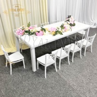 Table et chaise Rectangle en acier inoxydable blanc, meuble de fête pour enfants, offre spéciale