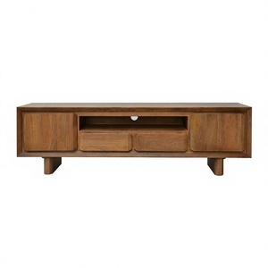 Modern Solid Wood <b>TV</b> <b>Stand</b> with Storage Drawers and Doors Scandinavian Design Floor Mount for Living Room 55-59 in - Product Image 1