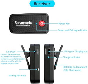 <span class=keywords><strong>Saramonic</strong></span> Blink500 B2 <span class=keywords><strong>ไม</strong></span>โครโฟนไร้สายสองช่อง 2.4GHz สําหรับการออกอากาศวิดีโอ - Product Image 3