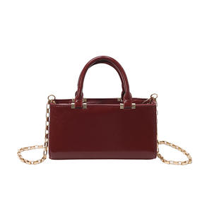 Sac à main d'été en PU pour femme, nouveau style, rouge cramoisi, carré moyen, haute qualité, mini sac à bandoulière avec chaînes et fermeture éclair - Product Image 5