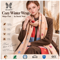 Châle Écharpe Jacquard à Blocs de Couleurs Effet Givré pour Femme, Tissé, à Franges, Doux et Brossé, pour l'Hiver, le Bureau, le Quotidien, Idéal Cadeau