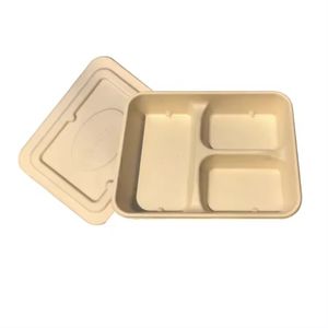 Tapa de caja Bento de bambú biodegradable blanco natural, estampado de laminación mate CMYK/Pantone, cartón relacionado con alimentos para ensaladas - Product Image 2