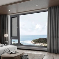 Ventanas Abatibles de Aleación de Aluminio de Última Generación, Vidrio Templado de Doble Capa, Aislamiento Térmico, Diseño Moderno, Mosquitera, para Baño