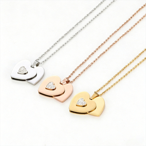 Collier en forme de cœur <span class=keywords><strong>pour</strong></span> meilleures amies, collier d'<span class=keywords><strong>amour</strong></span> <span class=keywords><strong>pour</strong></span> couple, acier inoxydable, pendentif DIY, logo gravé au laser, nom, cadeau <span class=keywords><strong>pour</strong></span> la Saint-Valentin - Product Image 1