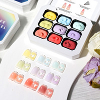 Nouveau Kit de Nail Art Neuf Grilles Effet Monet Garden, Dégradé Macaron, Peinture de Couleurs Mélangées, Sans Résidu