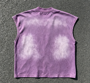 Camiseta sin mangas con estampado de ángel gótico para hombre, chaleco de algodón con cuello redondo y remaches morados - Product Image 3