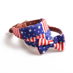 Venta al por mayor de China Productos para mascotas Perro Bandana Correa para mascotas Bandera de EE. UU. <span class=keywords><strong>Collar</strong></span> para mascotas para perros <span class=keywords><strong>Collar</strong></span> Pajarita - Product Image 5