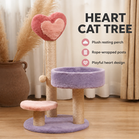 Arbre à chat mignon et compact avec lit rond en peluche, motifs Cœur et Cerise, griffoirs, mobilier pour animaux de compagnie personnalisé OEM ODM