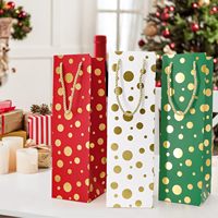 Sacs en papier de luxe pour cadeaux de Noël, sacs en carton pour vin, avec poignée, logo imprimé personnalisé, matériaux recyclés, design du fabricant