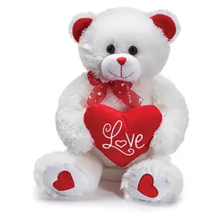 Toptan sevgililer günü ayılar hediye kırmızı kalp ile doldurulmuş hayvanlar peluş sevgililer oyuncak ayılar
