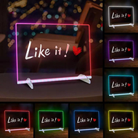 Tableau d'affichage moderne carré à LED, lumières multicolores, alimentation type C, tableau de dessin, 7 marqueurs, 30*20cm, 35*25cm, tableau de message en acrylique