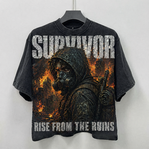 Camiseta de hombre Factory Streetwear de algodón de alto gramaje 300GSM con lavado ácido, corte oversize, estilo cropped y gráfico de pedrería - Product Image 2
