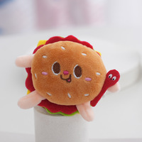 Porte-clés en peluche créatifs en forme de hamburger, de frites et de pain, nouveaux pendentifs pour sac, jouets pour machine à griffes