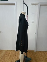 Robe noire classique en gros dames noir à manches longues débardeur Double boutonnage mode décontracté robes courtes femmes