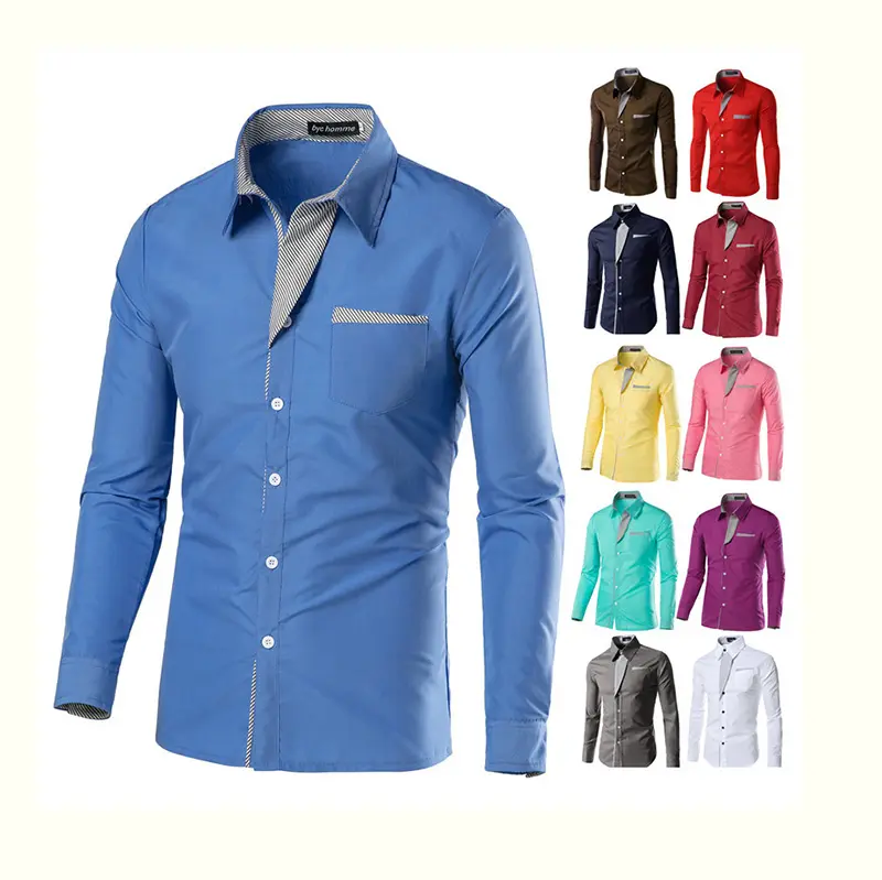 15 Colors Long Sleeve Casual Male Dress Shirt Men's Slim Cheap Plus Size Casual Summer For Men Formal Work Shirts