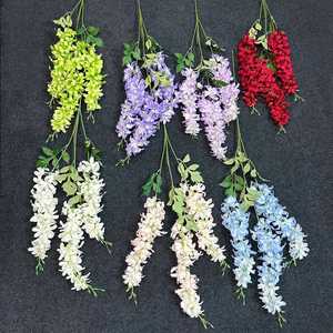 Flores Artificiales de Glicinia Colgantes de Fábrica, Ramas Individuales de 3 Cabezas con Pétalos de Seda y Algodón para Hogar y Hotel - Product Image 2
