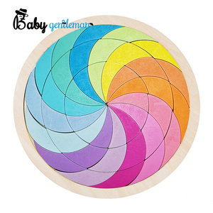 Puzzle en bois en <span class=keywords><strong>spirale</strong></span> arc-en-ciel, blocs de construction géométriques colorés créatifs pour enfants, vente en gros Z14329D - Product Image 1