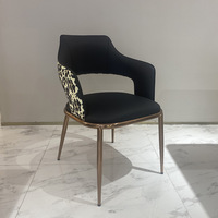 Chaise de salle à manger de luxe italienne avec base en acier inoxydable, design à motif léopard, dossier en cuir PU moderne, pour la maison, le bureau, la salle de bain