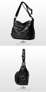 Venta al por mayor de moda Pu bolso de hombro de cuero suave de compras informal luz negro bandolera con cremallera - Product Image 4