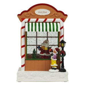 Fábrica al por mayor Navidad Musical linterna de Navidad globo de nieve LED iluminado TALLER DE Papá Noel con función de giro de agua - Product Image 1