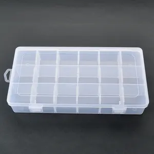 Caja organizadora transparente de 18 rejillas para almacenamiento de joyas, divisores ajustables para cinta Washi, cuentas, artesanías, aparejos de pesca