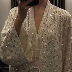 Vente en gros de kimonos brodés de sequins, collection élégante très vendue, <span class=keywords><strong>abaya</strong></span> de luxe sur mesure de Dubaï pour femmes musulmanes, décontractée et pour la prière - Product Image 1