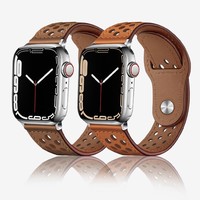 Bracelet de montre en cuir ventilé pour Apple Watch Series, perforé, avec fermoir à ardillon, vente en gros