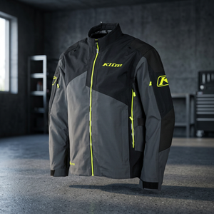 Blouson de moto imperméable pour homme Raptor GTX Overshell à manches longues, gris, noir, jaune, avec logo frontal et blocs de couleur - Product Image 4