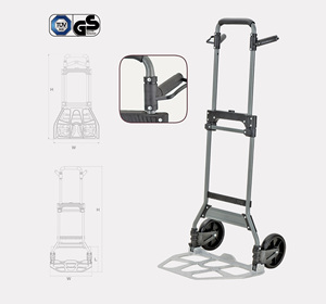 Folding Steel Hand <b>Cart</b> 2 Wheels Platform Trolley Silver Powder Coated <b>Foldable</b> for Shopping Indoor Outdoor Moving - Product Image 1