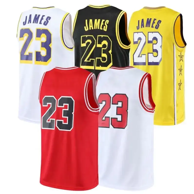 Laker S 23เสื้อบาสเก็ตบอล James Jersey,เสื้อยืดเครื่องแบบทีมกีฬาผ้าโพลีเอสเตอร์แห้งเร็ว