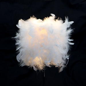 Luxury <strong>White</strong> <strong>Feather</strong> <strong>Lampshade</strong> Metal Base Table Lamp Home Decor Bedroom Lighting - Product Image 4
