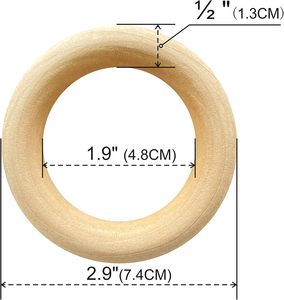 80 piezas de anillo de madera de 2,76 pulgadas, anillo de madera natural para hacer joyas y <span class=keywords><strong>manualidades</strong></span> DIY, anillo de madera lisa sin terminar, - Product Image 6