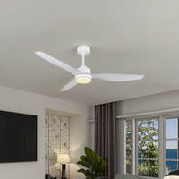 Éclairage LED simple et propre lame en plastique télécommande ventilateur de plafond de refroidissement par air pour hôtels bureau chambre salon utilisation