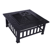 Chauffage extérieur Table carrée Grilles de barbecue sans fumée Foyer de jardin Poêle à bois en métal Foyers avec écran à étincelles