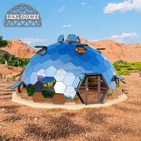 Casa prefabricada de cristal de cúpula geodésica RAXDOME de 10m para glamping Stargazing con tragaluz personalizado