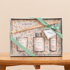 Aikun Osmanthus Rain Cardamom Boxed Three Piece Home Fragrance Gift Set with Reed Diffuser <b>Candle</b> Room Spray for Housewarming - Product Image 1