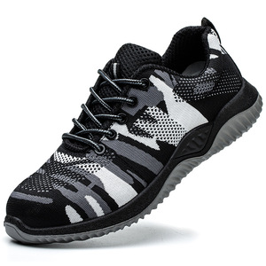 Men's Breathable Knit Safety Shoes Steel Toe Anti-Smashing Puncture Resistant Electrically Insulating Work Shoes Construction - Product Image 1