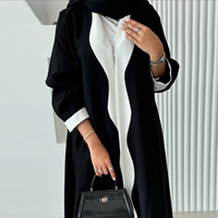 Abaya ouverte vintage pour femmes, kimono musulman, cardigan, kaftan du Ramadan, polyester respirant