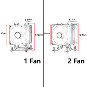 Qiusaim Motherboard LGA dengan pipa panas 90mm <span class=keywords><strong>2</strong></span> kipas pendingin PWM 12V tenang 9cm untuk X79 X99 X299 2099 2011 CPU - Product Image 6