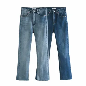 2 colorway zipper fly denim blue colour side pockets casual fashion jeans pants for women