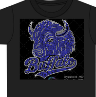 Transfert thermocollant personnalisé Bling Buffalo en strass pour logo d'équipe sportive sur sacs et t-shirts